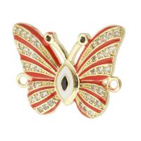 Cubic Zirconia Micro Pave Brass Connector Butterfly gold color plated DIY & micro pave cubic zirconia & enamel & 1/1 loop golden nickel lead & cadmium free Approx 1mm Sold By PC