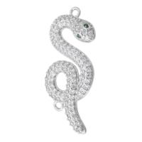 Cubic Zirconia Micro Pave Brass Connector Snake silver color plated DIY & micro pave cubic zirconia & 1/1 loop silver color nickel lead & cadmium free Approx 1mm Sold By PC