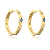 Cubic Zirconia Micro Pave Brass Earring, gold color plated, micro pave cubic zirconia & for woman, 30x30mm, Sold By Pair