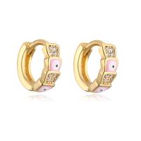 Cubic Zirconia Micro Pave Brass Earring, gold color plated, different styles for choice & micro pave cubic zirconia & for woman & enamel, more colors for choice, 11x11mm, Sold By Pair