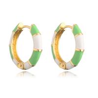 Brass Huggie Hoop Earring, gold color plated, for woman & enamel, more colors for choice, 22x21mm, Sold By Pair