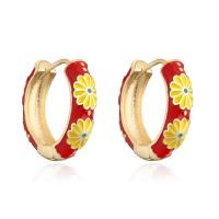 Brass Huggie Hoop Earring, gold color plated, for woman & enamel, more colors for choice, 23x21mm, Sold By Pair