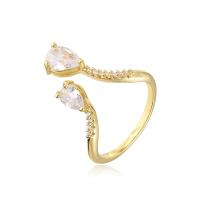 Cubic Zirconia Micro Pave Brass Ring gold color plated Adjustable & micro pave cubic zirconia & for woman Sold By PC
