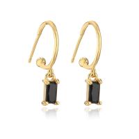 Cubic Zirconia Micro Pave Brass Earring, gold color plated, micro pave cubic zirconia & for woman, more colors for choice, 21x4mm, Sold By Pair