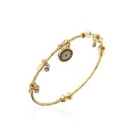Brass Cuff Bangle gold color plated Adjustable & micro pave cubic zirconia & for woman & enamel 60mm Sold By PC