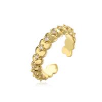 Cúbicos Circonia Micro Pave anillo de latón, metal, chapado en color dorado, Ajustable & diferentes estilos para la opción & micro arcilla de zirconia cúbica & para mujer, Vendido por UD