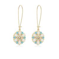 Cubic Zirconia Micro Pave Brass Earring, gold color plated, micro pave cubic zirconia & for woman & enamel, more colors for choice, 58x20mm, Sold By Pair