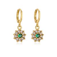 Cubic Zirconia Micro Pave Brass Earring, Flower, gold color plated, micro pave cubic zirconia & for woman, more colors for choice, 25x10mm, Sold By Pair