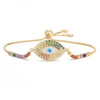 Brass Bracelet gold color plated & micro pave cubic zirconia & for woman multi-colored 240mm Sold By PC