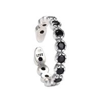 Cubic Zirconia micr3ofono pavimenta anillos de plata esterlina, Plata de ley 925, Ajustable & micro arcilla de zirconia cúbica & para mujer, Vendido por UD