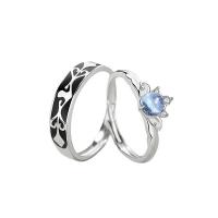 Couple Finger Rings 925 Sterling Silver with Lampwork platinum plated Adjustable Sold By PC