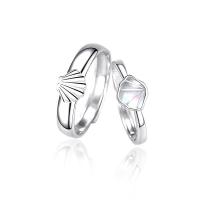 Couple Finger Rings 925 Sterling Silver with White Shell platinum plated Adjustable & fashion jewelry Sold By PC