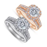 Cubic Zirconia Micro Pave 925 Sterling Silver Rings plated 2 pieces & micro pave cubic zirconia & for woman 7mm US Ring Sold By Set