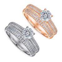 Cubic Zirconia Micro Pave 925 Sterling Silver Rings plated 2 pieces & micro pave cubic zirconia & for woman 6mm US Ring Sold By Set