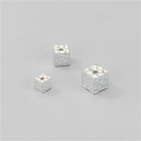 925 Sterling Silver Beads Square DIY silver color Sold By PC