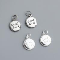 925 Sterling Silver Pendant Flat Round DIY & with letter pattern Approx 4mm Sold By PC