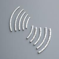 925 Sterling Silver Curved Tube Beads, Bamboo, polished, DIY & different size for choice, silver color, Sold By PC