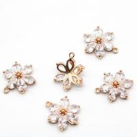 Cubic Zirconia Micro Pave Brass Pendant Flower KC gold color plated micro pave cubic zirconia 12mm Sold By PC