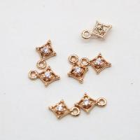 Cubic Zirconia Micro Pave Brass Pendant Rhombus KC gold color plated micro pave cubic zirconia & hollow 6mm Sold By PC