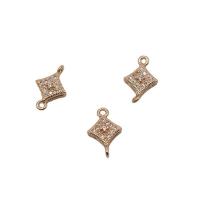 Cubic Zirconia Micro Pave Brass Connector Rhombus KC gold color plated micro pave cubic zirconia & 1/1 loop Sold By PC