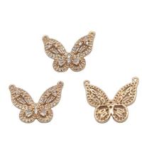 Cubic Zirconia Micro Pave Brass Connector, Butterfly, high quality gold color plated, micro pave cubic zirconia, 22x19mm, Sold By PC