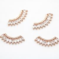 Brass Earring Drop Component high quality gold color plated micro pave cubic zirconia Sold By PC