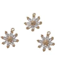 Cubic Zirconia Micro Pave Brass Pendant Flower high quality gold color plated micro pave cubic zirconia 14mm Sold By PC