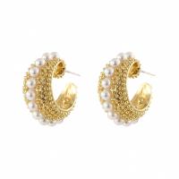 Zinc Alloy Stud Earring with Plastic Pearl gold color plated fashion jewelry & for woman nickel lead & cadmium free Sold By Pair