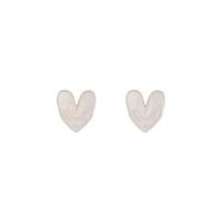 Tibetan Style Stud Earring, Heart, high quality plated, fashion jewelry & for woman & enamel, white, 19x17mm, Sold By Pair