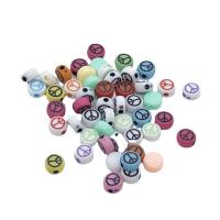 Akryl smycken pärlor, Flat Round, Utskrift, DIY, fler färger för val, 4x7mm, Ca 3800PC/Bag, Säljs av Bag