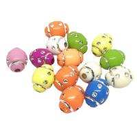 Volltonfarbe Acryl Perlen, oval, DIY & mit Strass, gemischte Farben, 9x12mm, ca. 850PCs/Tasche, verkauft von Tasche