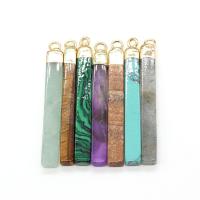 Gemstone Pendants Jewelry, with Brass, Rectangle, gold color plated, DIY & different materials for choice, more colors for choice, 5x45mm, Sold By PC