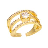 Kubisk Circonia Micro bane messing Ring, guldfarve belagt, forskellige stilarter for valg & Micro Pave cubic zirconia & for kvinde, gylden, nikkel, bly & cadmium fri, 12mm, Solgt af PC