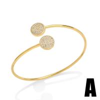 Brass Cuff Bangle, gold color plated, different styles for choice & micro pave cubic zirconia & for woman, golden, nickel, lead & cadmium free, 65x15mm, Sold By PC