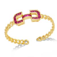 Brass Cuff Bangle gold color plated micro pave cubic zirconia & for woman nickel lead & cadmium free Sold By PC
