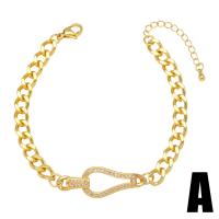 Brass Bracelet, with 2 extender chain, gold color plated, different styles for choice & micro pave cubic zirconia & for woman, golden, nickel, lead & cadmium free, 35x13mm, Length:5.5 Inch, Sold By PC