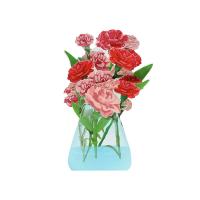 Paper 3D Greeting Card, Carnation, handmade, 3D effect, 105x165mm, Sold By PC