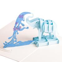 Paper 3D Greeting Card, Elephant, handmade, Foldable & 3D effect, 130x155mm, Sold By PC