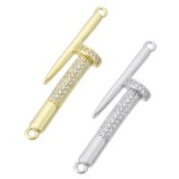 Cubic Zirconia Micro Pave Brass Connector, plated, DIY & micro pave cubic zirconia & 1/1 loop, more colors for choice, nickel, lead & cadmium free, 9x37x3.50mm, Sold By PC