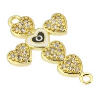 Cubic Zirconia Micro Pave Brass Connector, Cross, gold color plated, DIY & micro pave cubic zirconia & enamel & 1/1 loop, gold, nickel, lead & cadmium free, 18.50x27x2mm, Hole:Approx 1.5mm, Sold By PC