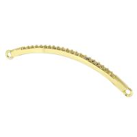 Cubic Zirconia Micro Pave Brass Connector, gold color plated, DIY & micro pave cubic zirconia & 1/1 loop, gold, nickel, lead & cadmium free, 48x8x2mm, Hole:Approx 1.5mm, Sold By PC
