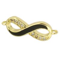 Cubic Zirconia Micro Pave Brass Connector, Infinity, gold color plated, DIY & micro pave cubic zirconia & enamel & 1/1 loop, multi-colored, nickel, lead & cadmium free, 25x8x4mm, Hole:Approx 1mm, Sold By PC
