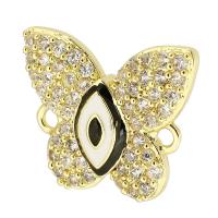Cubic Zirconia Micro Pave Brass Connector Butterfly gold color plated DIY & micro pave cubic zirconia & enamel & 1/1 loop gold nickel lead & cadmium free Approx 1mm Sold By PC