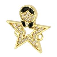 Cubic Zirconia Micro Pave Brass Connector Star gold color plated DIY & micro pave cubic zirconia & enamel & 1/1 loop & hollow gold nickel lead & cadmium free Approx 1mm Sold By PC
