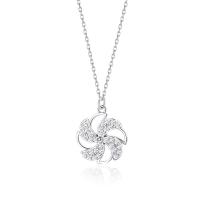 Cubic Zircon Micro Pave 925 Sterling Silver Necklace, Pinwheel, plated, micro pave cubic zirconia & for woman, more colors for choice, 450mm, Sold By PC