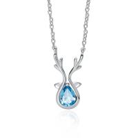 Cubic Zircon Micro Pave 925 Sterling Silver Necklace, platinum plated, micro pave cubic zirconia & for woman, blue, 460mm, Sold By PC