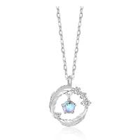 Cubic Zircon Micro Pave 925 Sterling Silver Necklace, platinum plated, fashion jewelry & micro pave cubic zirconia & for woman, 16.90x14.70mm, Length:Approx 17.7 Inch, Sold By PC