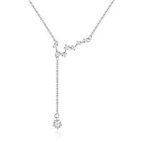 Cubic Zircon Micro Pave 925 Sterling Silver Necklace, plated, fashion jewelry & micro pave cubic zirconia & for woman, more colors for choice, 440mm, Sold By PC