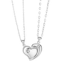 Cubic Zircon Micro Pave 925 Sterling Silver Necklace Heart platinum plated fashion jewelry & micro pave cubic zirconia & for woman 510mm Sold By PC