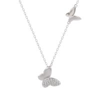 Cubic Zircon Micro Pave 925 Sterling Silver Necklace Butterfly platinum plated micro pave cubic zirconia & for woman Length Approx 17.7 Inch Sold By PC